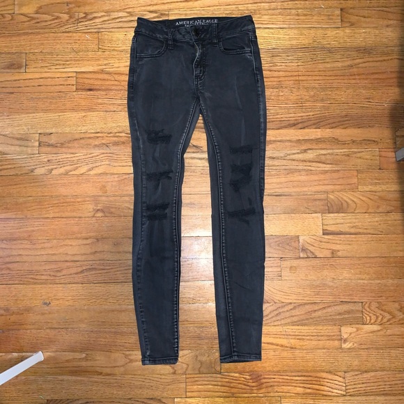 American Eagle Outfitters Denim - AMERICAN EAGLE STRETCH FADED BLACK JEGGINGS- 4